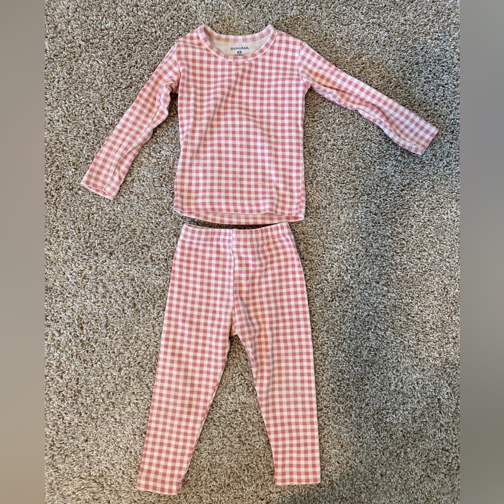 Pink gingham pajama set